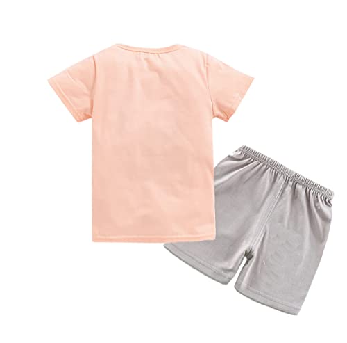 Image of Bold N Elegant - Be Bold Inside & Elegant Outside Cotton Cute Cartoon Print Half Sleeve T-Shirt And Shorts Clothing Set For Infant Toddler Baby Boy Girl (0-6 Months, Pink), Printed