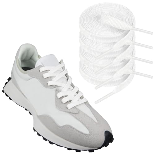 Endoto 2 Pairs Shoe Laces for New Balance 9060 Sneaker, 9MM Flat Replacement Shoelaces Strings for Running Shoes(Color:White,Size:45Inch)