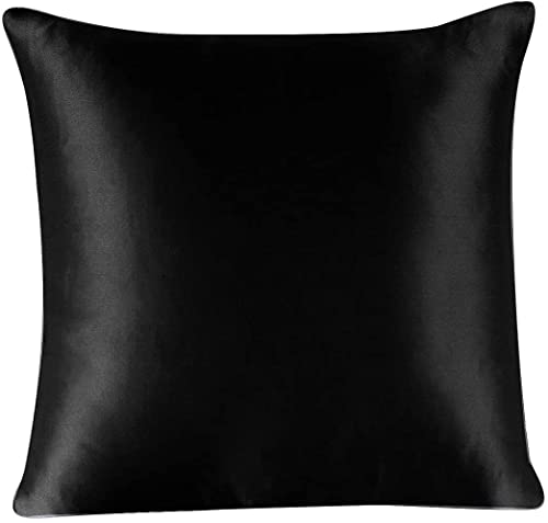 townssilk Beidseitig 100% 19mm Pure Maulbeerseide Kissenbezug für Haar und Haut Gesundheit, quadratisch 1 Stück 40x40cm Größe Kissenbezug mit verstecktem Reißverschluss 600 Fadenzahl Schwarz - Image 3