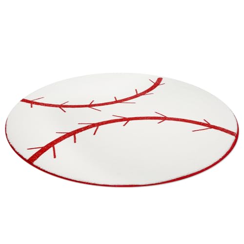 Image of JOINSI Baseball Rug 31"x31" Round Bathroom Mat, Non Slip Bedroom Sports Carpets for Kids Boys Bedroom Living Room Playroom Decor (Baseball)