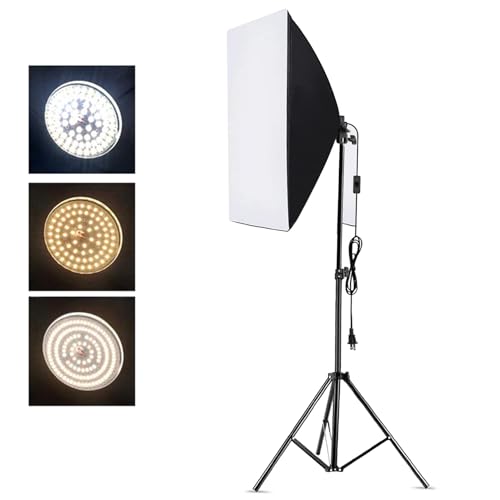 Image of Softbox Photography Lighting Kit, 85W LED Dimmable Bi Light, 24x24in Video Equipment with Remote Control & Adjustable Tripod Stand, Ideal for Photography Lighting (US Plug)