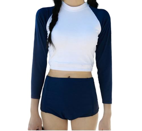 Image of Teen Girls Swimsuit Long Sleeve Rash Guard Swimwear with UPF50+ Bathing Suits Set with Paddings(7-16Years)