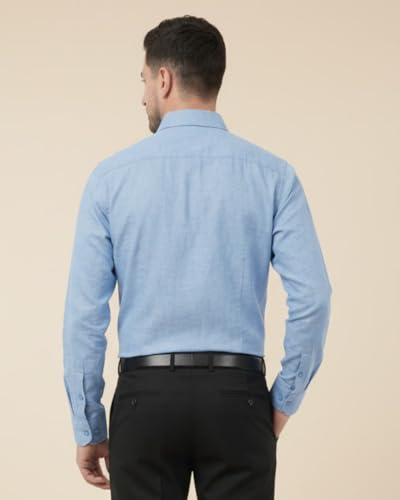 Image of SaintX Men's Formal Shirt with Pocket | Oxford Weave Cotton Rich Premium Fabric | Smart Fit | Full Sleeve | Everyday Summer Essential | Available in Plus Sizes