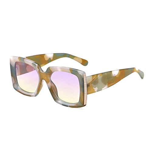 Lunettes de soleil carrées rétro pour femme et homme style vintage jaune et rose