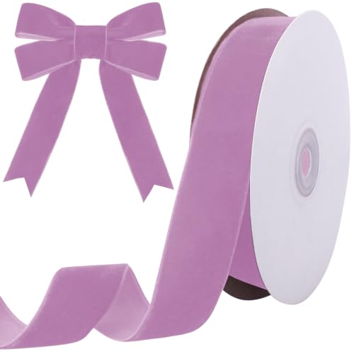 Image of Tsorode 10 Yards Light Purple Velvet Ribbon for Christmas Tree,1 Inch