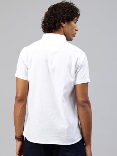Image of Majestic Man Men Slim Fit Pure Cotton Solid Half Sleeve Casual Shirt