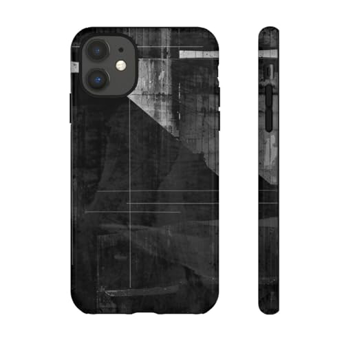 Coque iPhone 11 géométrique abstraite noire et blanche coque rigide premium brillante
