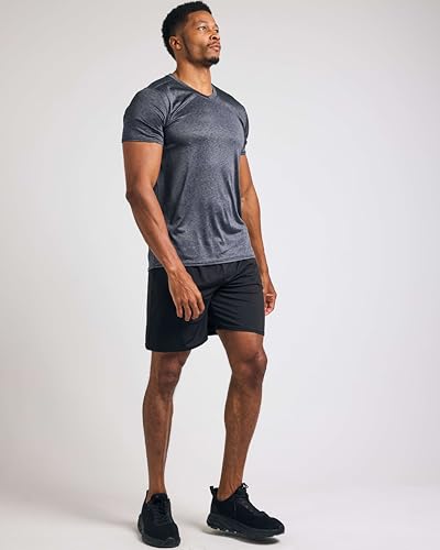 5 Pack: Men’s V-Neck Dry-Fit Moisture Wicking Active Athletic Tech Performance T-Shirt