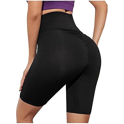 MGHH Women's Plain High Waist Hip Lift Fitness Sports Running Leggings Yoga Pants Shorts Sports Leggings, black, L Cover