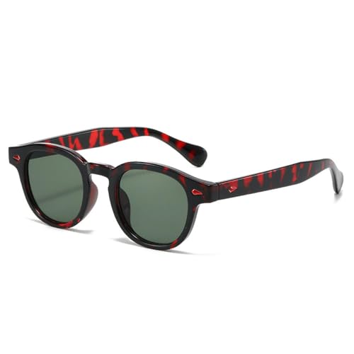 Lunettes ovales vert foncé style rétro et punk avec rivets métalliques branchés