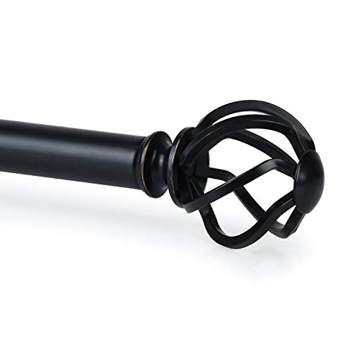 KAMANINA 1 Inch Curtain Rods Single Window Rod 72 to 144 Inches, Twisted