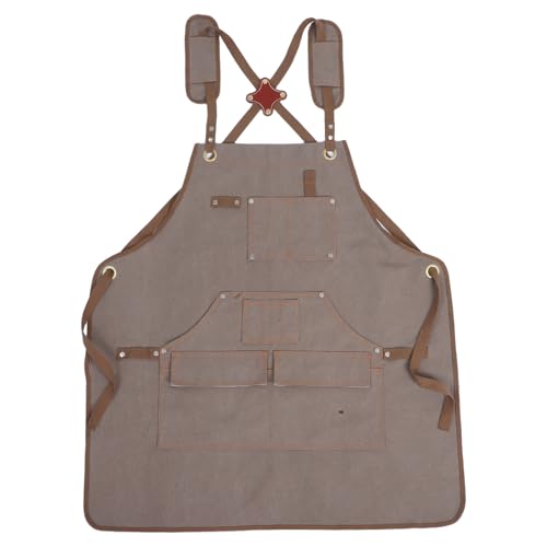 minkissy ツールエプロン: ワークエプロン。調節可能なクロスバックスト とマルチポケット付き。木工、庭師、シェフに最適。折りたたみ式でメンテナンス簡単。