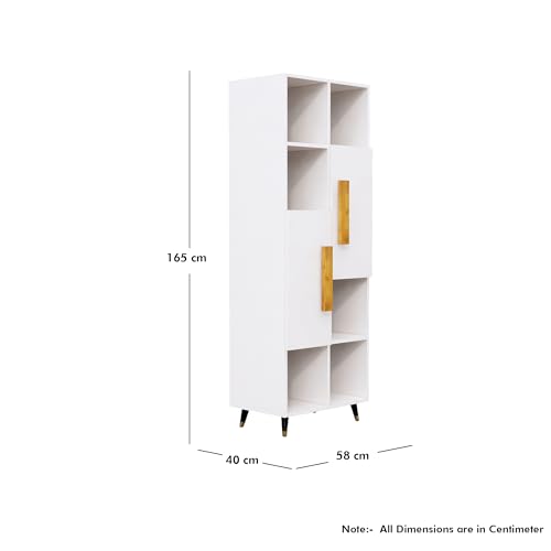 Image of Bniture Bookshelf for Home | Engineered Wood Book Shelf with 2 Door & 6 Shelf | Open Book Shelf Stand for Library | Multipurpose Display Organizer for Living Room, Study & Office | Frosty White