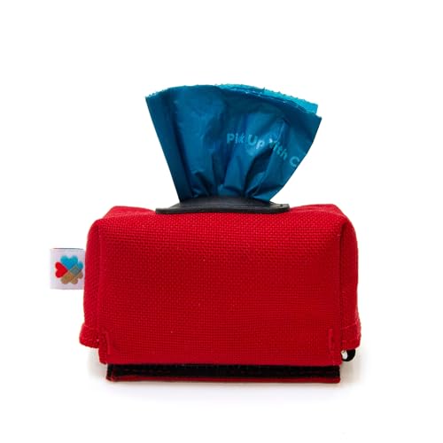 Image of Dog Poop Bag Holder for Leashes, Cat Waste Bag Dispenser, 1000D Nylon, Attach to Cat Leash, Poop Bag Dispenser, Fits Standard Dog Poop Bags - Wildebeest (Red)