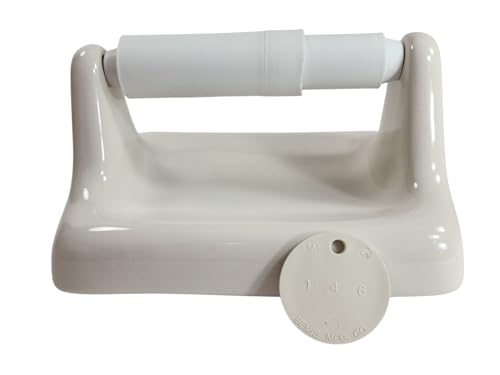 Beige Bone Almond Ceramic TP Toilet Paper Holder Wall Mount Thinset Installation Vintage Mid Century Modern Retro