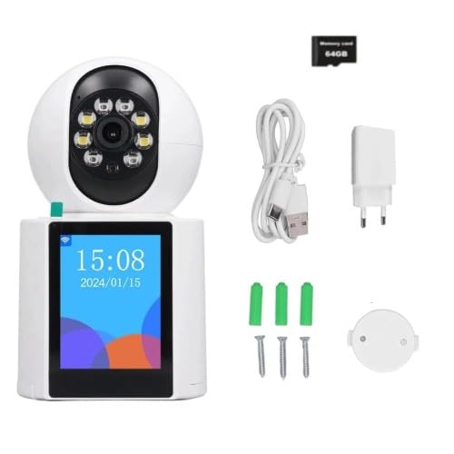 Lvssiao Telecamera Wi-Fi Interno, Videocamera Sorveglianza Telecamera Bambini + Scheda Sd 64G Per Audio Bidirezionale Tracciamento Del Movimento Visione Notturna Cani/Animali/Casa/Bambini/Pet - 7