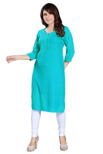 Image of DREAM & DZIRE Chikankari Kurti for Women of Cotton in Plus Size & Small Size.