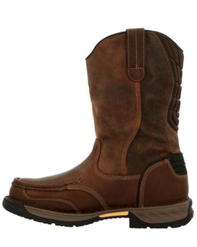 GEORGIA BOOT Athens 360 Steel Toe Waterproof Pull-on Work Boot, Brown, Size 8(W)3