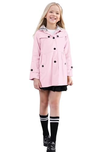 SANGTREE Girl's Waterproof Trench Coat Hooded Lightweight Rain Jackets3