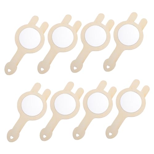 HOMOBABE 8個 木製未完成キッズミラー 色あせにくい手持ち鏡 粘土やビーズ装飾対応 の創作力向上とハンドメイドアクセサリーに