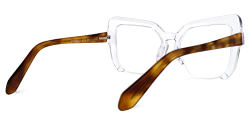 Image of Zeelool Vintage Cat Eye Semi-rimless Glasses Frame for Women with Non-prescription Clear Lens Valencia ZWA785041