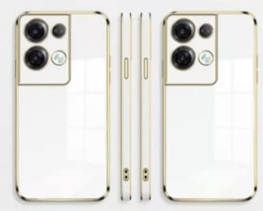 Image of Apurb Store for Oppo Reno 8 Pro 5G Plating Square Gold Frame Phone Case Luxury Soft Silicone Back Cover (for Oppo Reno 8 Pro 5G, White)