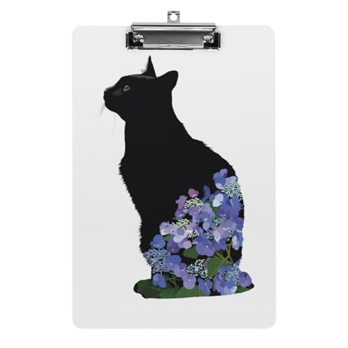 ねこ 黒い猫柄 A4 クリップボード バインダークリップ クリップファイル ファイルボード スケッチボード カルテ記入用 下敷き 書類整理 メモ帳 保管 オフィス用品 用箋ばさみ 用箋挟み 多機能 シンプル 便利