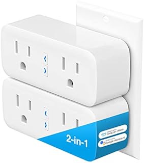 Smart Plug Extender,WISEBOT 2.4G WiFi Dual Outlet Works with Alexa and Google Home,Surge Protector Mini Socket Plug-in Remote Control and Timer Function, ETL FCC Listed,10A 1200W,2-Pack,White