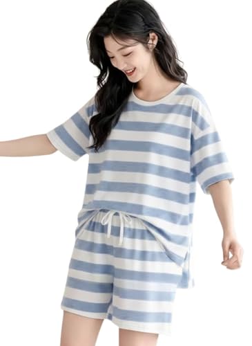 Image of SMOWKLY Women Korean Shorts Pajama Set |Summer Night Top & Shorts Dress |Cotton Blend Nightwear Set Top & Shorts Sleepwear Lounge Wear Soft Comfortable Night Suit Ladies | Co-Ord Home Wear Set