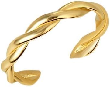10K Yellow, White, or Rose Gold 2.5mm Rope Twist Adjustable Toe Ring for Ladies - Choice of Metal