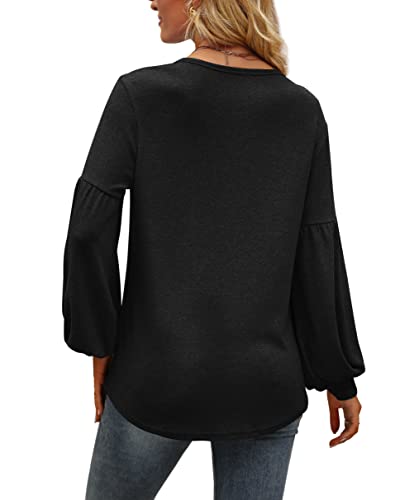 Womens Plus Size Tops Dressy Casual Baggy Balloon Sleeve Tunic Shirts Black Xl #TOP2