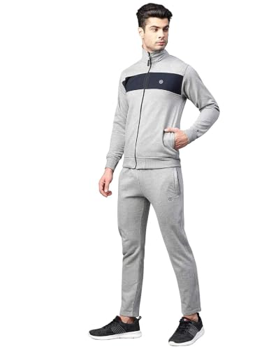Image of CHKOKKO Mens High Neck Winter Tracksuit Full Zip Jacket with Elastic Waist Lower Warm and Soft Activewear Set for Gym Running and Casual Use