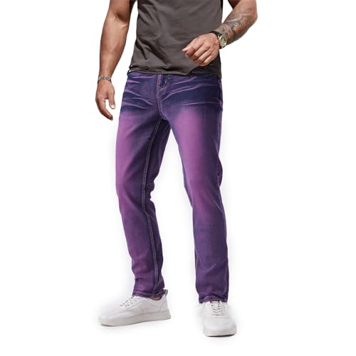 Jeans for Men Stretch Slim Fit Denim Comfort Flex Waist Colored Pants Strechy Regular Fit Tapered Leg