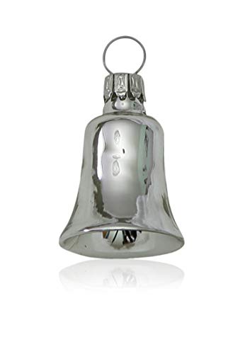 Lauschaer Glas Christbaumschmuck Kleine Glöckchen, Silber, 3 Stück,...