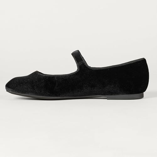Image of Amazon Essentials Women's Velvet Mary Jane Ballet Flat with Buckle Strap