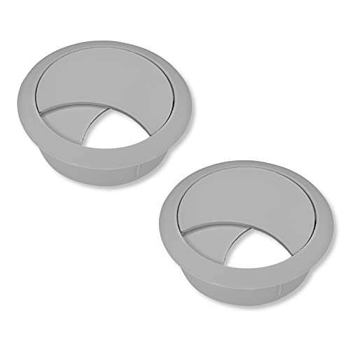 cyclingcolors 2x passe câble bureau table fil diamètre 58mm encastrable cordon prise ordinateur écran accessoire ameublement (gris)