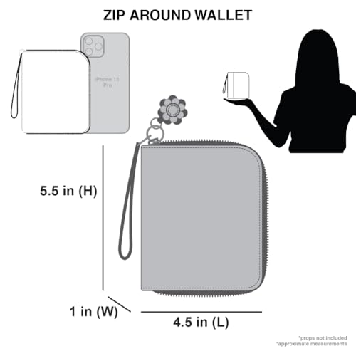Image of CHALA Zip Around Wallet, Wristlet, 8 Credit Card Slots, Sturdy Pu Leather - Cross - Maroon