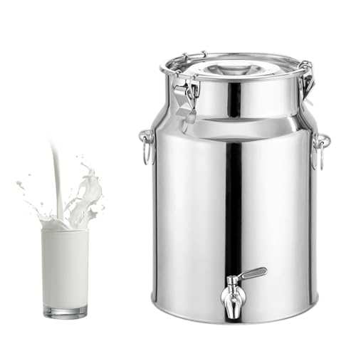 Cubo de leche de acero inoxidable con grifo y tapa sellada, jarra de leche de 18 L para transportar vino y aceite de leche