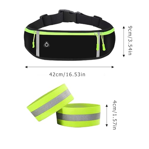 Running Belt with Adjustable Elastic Strap, Sweatproof Waist Pack with 2 Pair Reflective Strip - Image 2