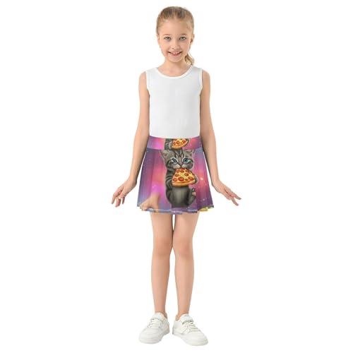 Cute Cat Pizza Taco Starry Sky Tennis Skirts for Kids Blue Pink Girls Skorts Athletic Shorts Pleated 4t3