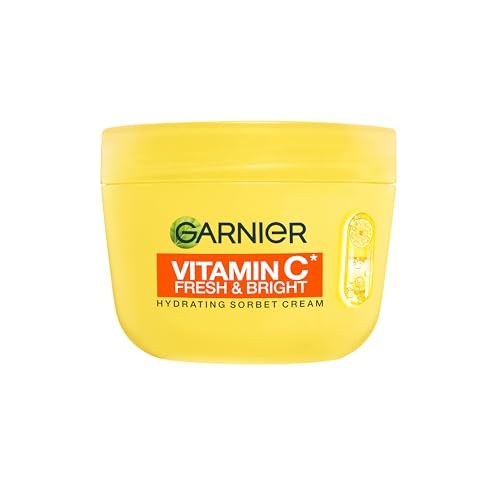 Image of Garnier Vitamin C* Fresh & Bright Hydrating Sorbet Cream, 4% Vitamin C* & Niacinamide, Ultra Fresh & Light, For Dull, Uneven Skin, Cruelty Free International & Vegan - 85ml