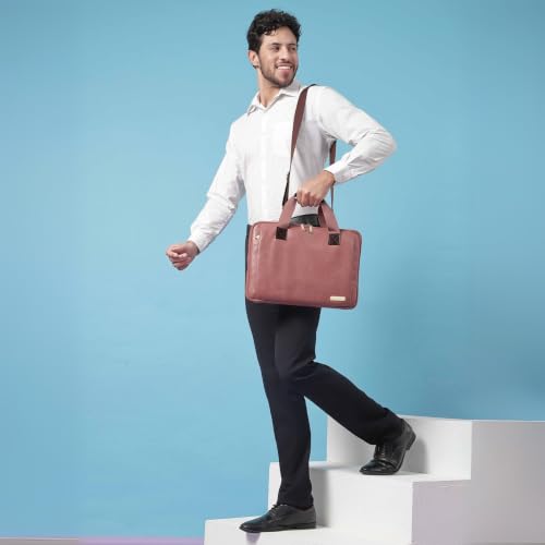 Image of VISMIINTREND Stylish Leather Laptop Bags for Men & Women | Office, Messenger, Shoulder, Handbag | Fits 13 inch,14 inch, 15.6 Inch Laptops, Macbook | Corporate Gifts for Men, Clients, Employees