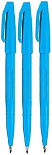 Pentel Sky Blue Original Sign Pen S520 Fibre Tip Marker Pens Colour Fineliner 2mm Nib 1mm Line Width (Pack Of 3)