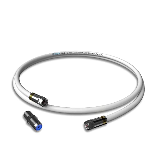 Oren Coaxial Cable 1m RG6 HD103 A++ Trishield, White, with Cabelcon Connectors and Adapter, Weatherproof - Image 2