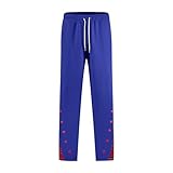 Men's Fashion Track Pants Jogger Pants Breathable Sweatpants Black with Plaid Trim Stylish for Casual and Streetwear（Blue，3X-Large）