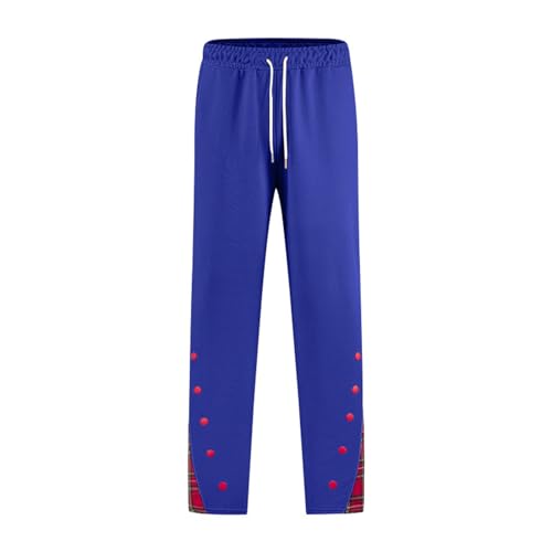 Men's Fashion Track Pants Jogger Pants Breathable Sweatpants Black with Plaid Trim Stylish for Casual and Streetwear（Blue，3X-Large）