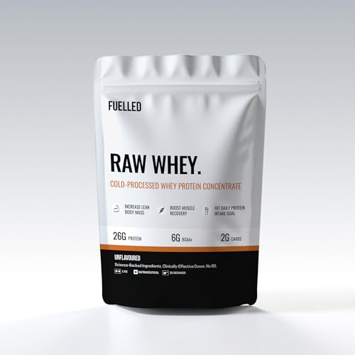 Image of Fuelled Raw Whey Protein Concentrate (Unflavoured, 4 kg) 26 g Protein, 56 g BCAA /Lab Tested for Muscle Growth & Recovery