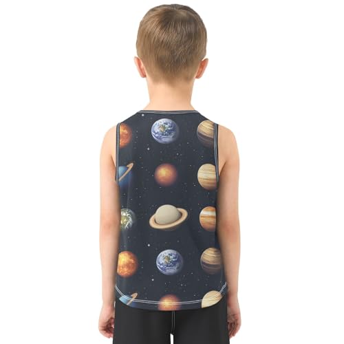Boys Tank Top Shirts Stars Planets Universe Sleeveless T-Shirts Crew Neck for Kids Clothing Children3