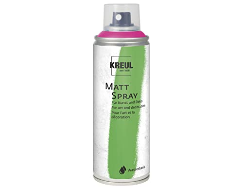 KREUL 76317 - Farbspray pink, 200 ml, klassisch matte Sprühfarbe auf Wasserbasis hochpigmentiert und wasserfest styropofest für Innen und Außen