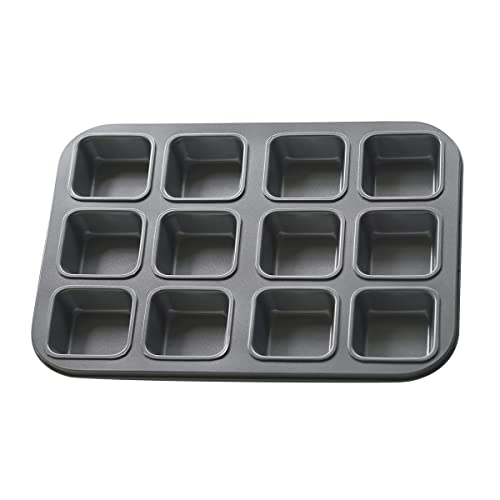 HOMOW Non-Stick Bakeware Brownie Bar Square Cake Pan, Mini Cheesecake Cupcake Pan, 12-Cavity (13.9